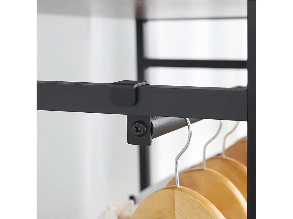 Portant à Vêtement - Armoire Ouverte en Métal et Bois Amovible Penderie à Vêtements - 162x60x40cm