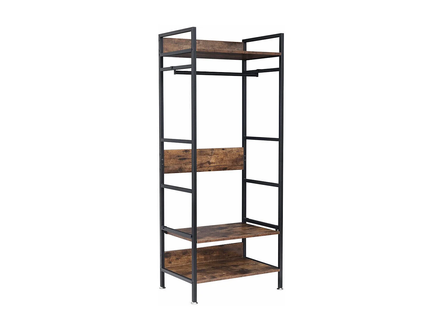 Kledingrek - Open kledingkast van metaal en hout Verwijderbaar kledingrek - 162x60x40cm