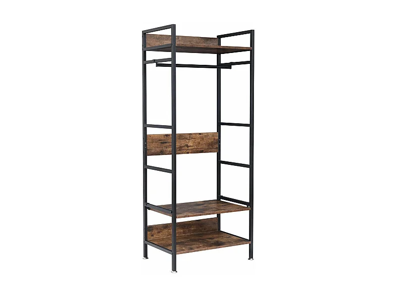 Portant à Vêtement - Armoire Ouverte en Métal et Bois Amovible Penderie à Vêtements - 162x60x40cm
