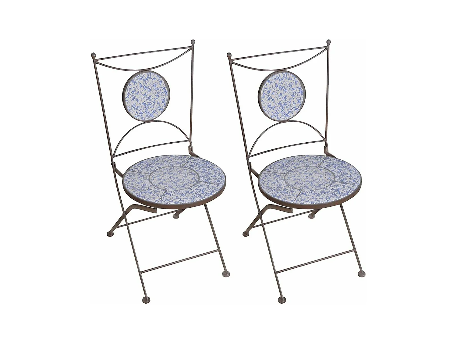 Chaise jardin fer forgé céramique Lot de 2