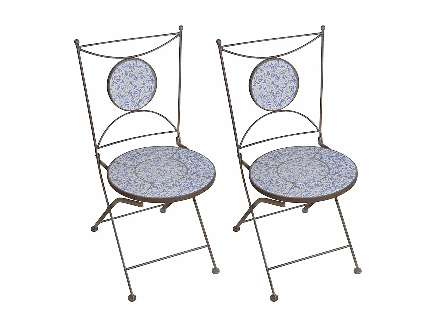 Chaise jardin fer forgé céramique Lot de 2