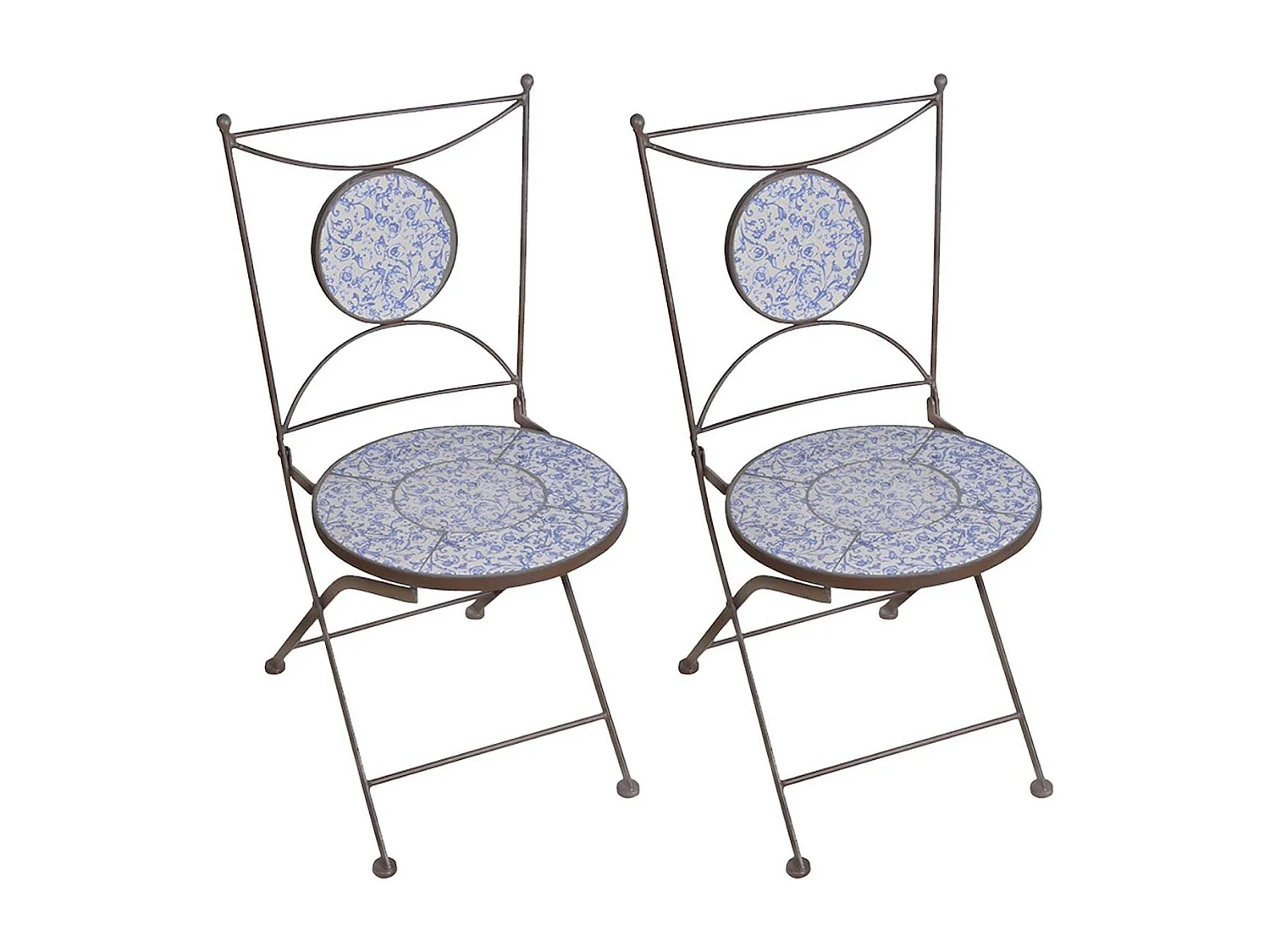 Chaise jardin fer forgé céramique Lot de 2