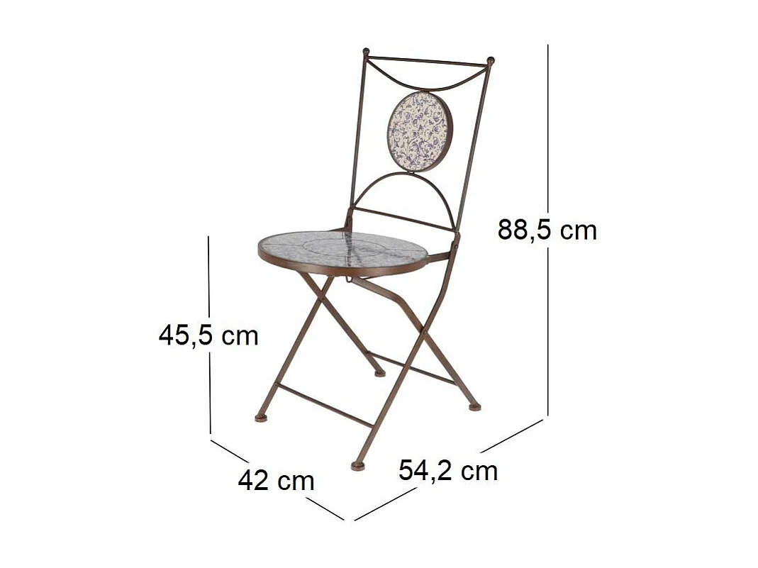 Chaise jardin fer forgé céramique Lot de 2
