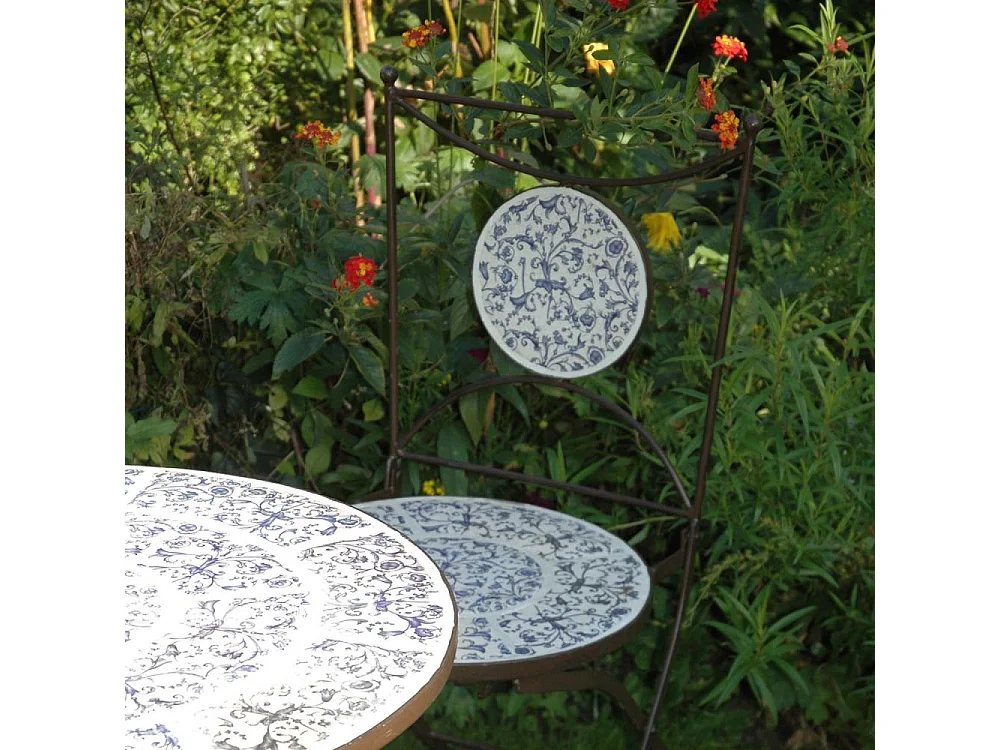 Chaise jardin fer forgé céramique Lot de 2