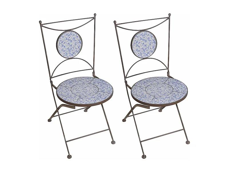 Chaise jardin fer forgé céramique Lot de 2