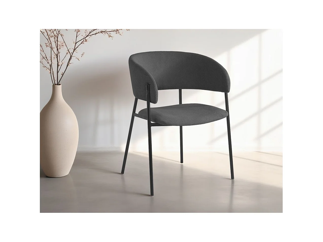 Lot de 6 chaises BOLD en velours côtelé - Gris anthracite