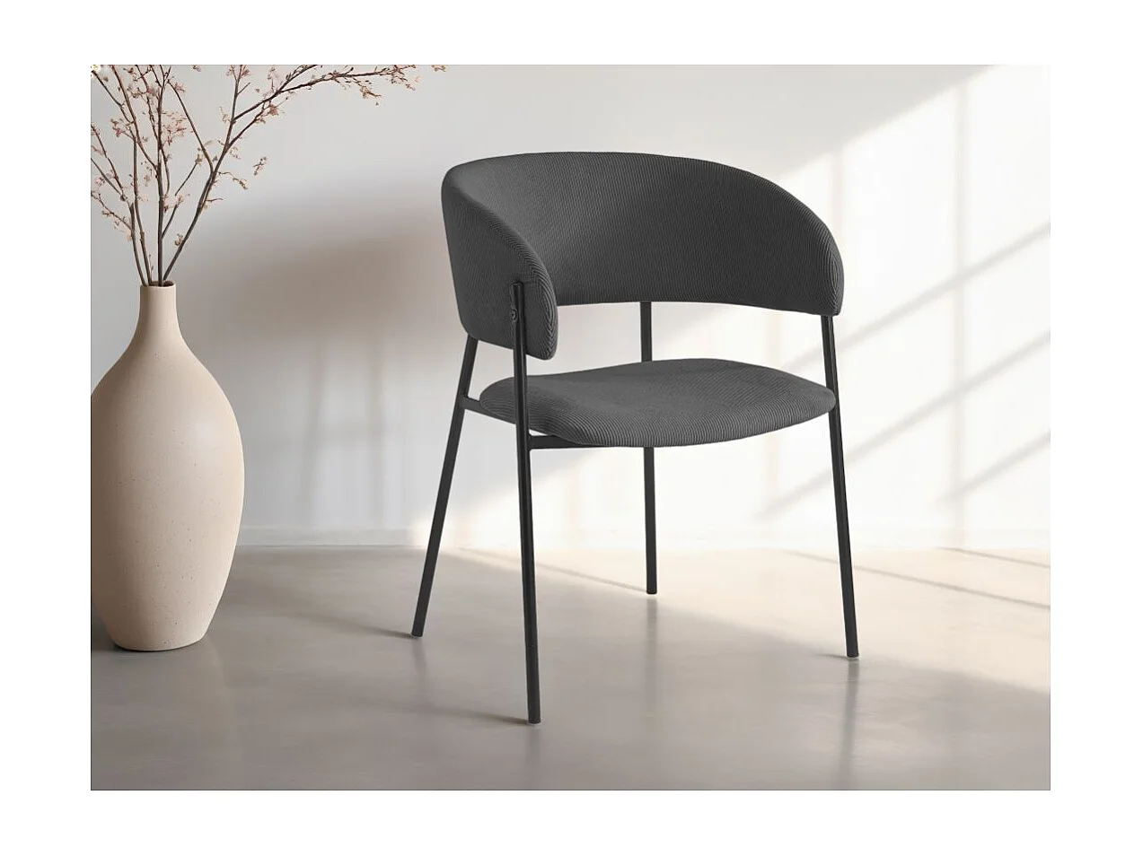 Lot de 6 chaises BOLD en velours côtelé - Gris anthracite