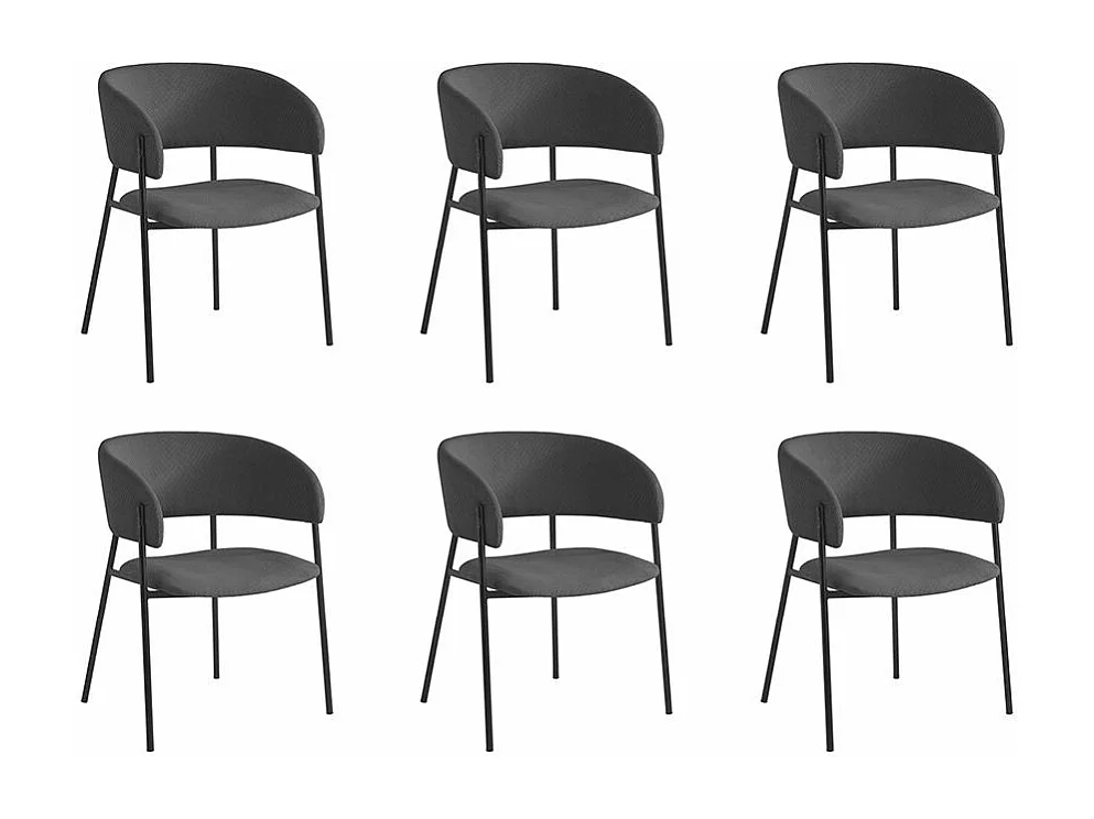 Lot de 6 chaises BOLD en velours côtelé - Gris anthracite