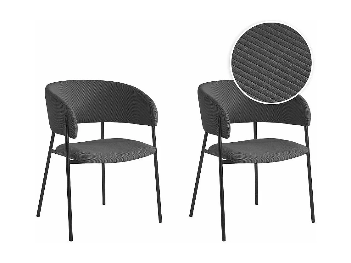 Lot de 6 chaises BOLD en velours côtelé - Gris anthracite