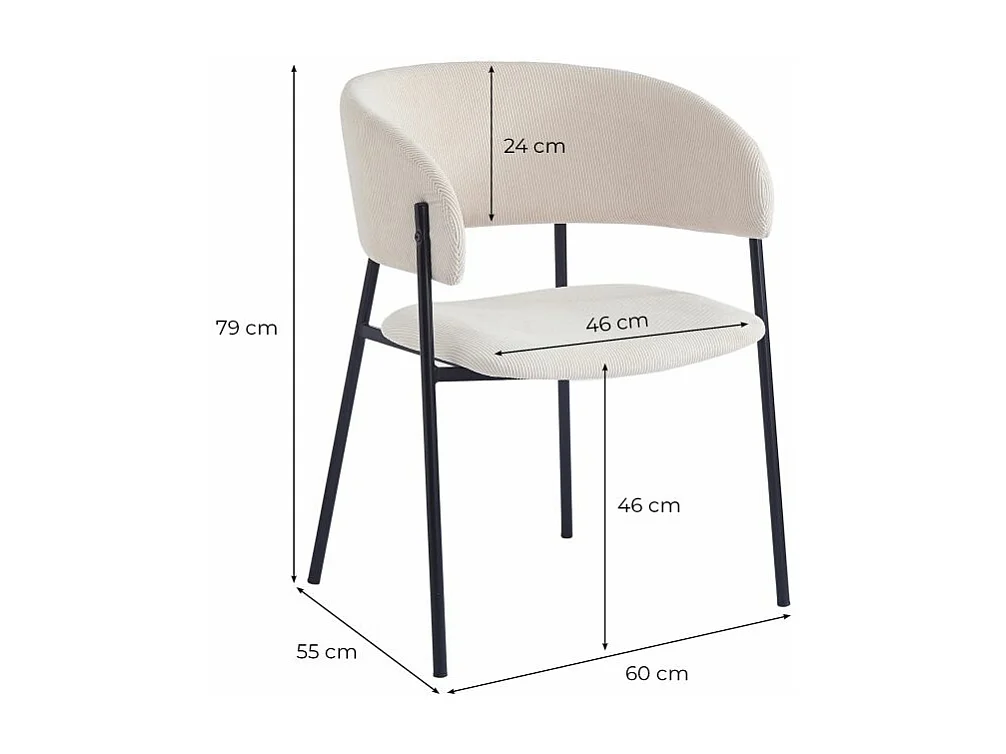 Lot de 6 chaises BOLD en velours côtelé - Gris anthracite