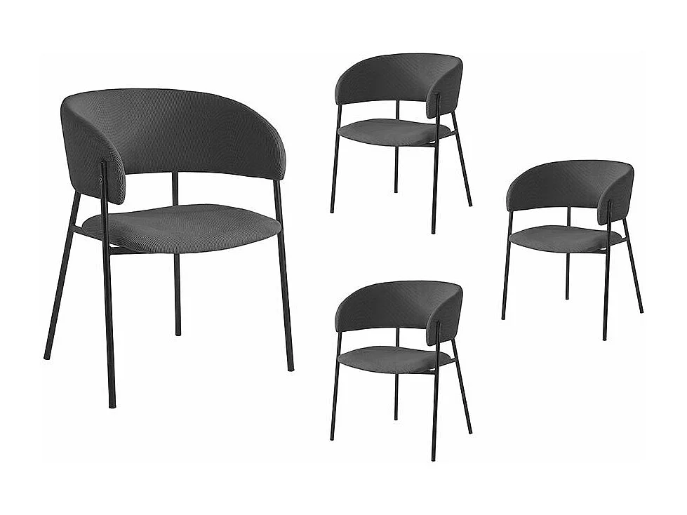 Lot de 4 chaises BOLD en velours côtelé - Gris anthracite