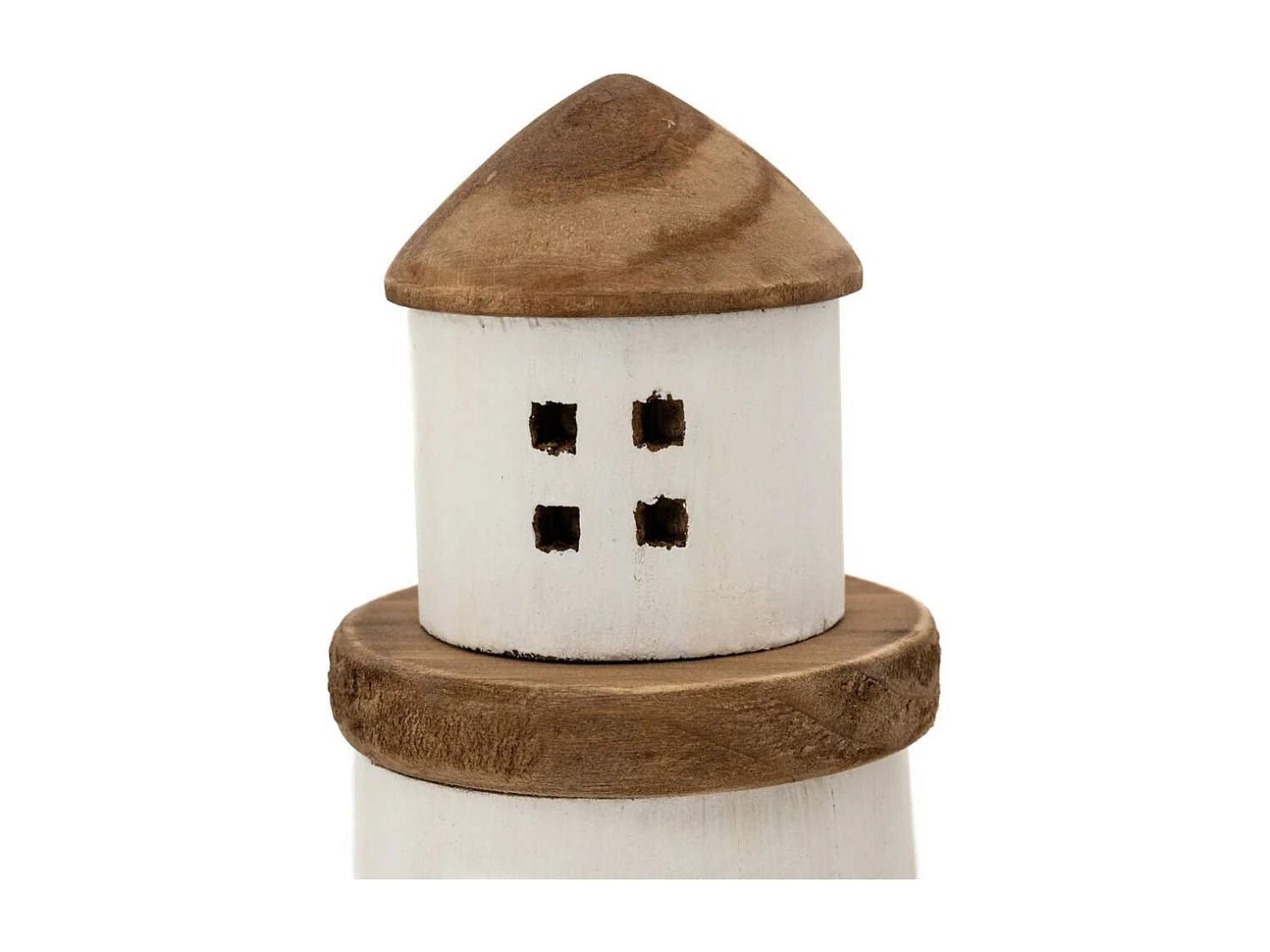Phares en bois naturel et blanc (lot de 3)