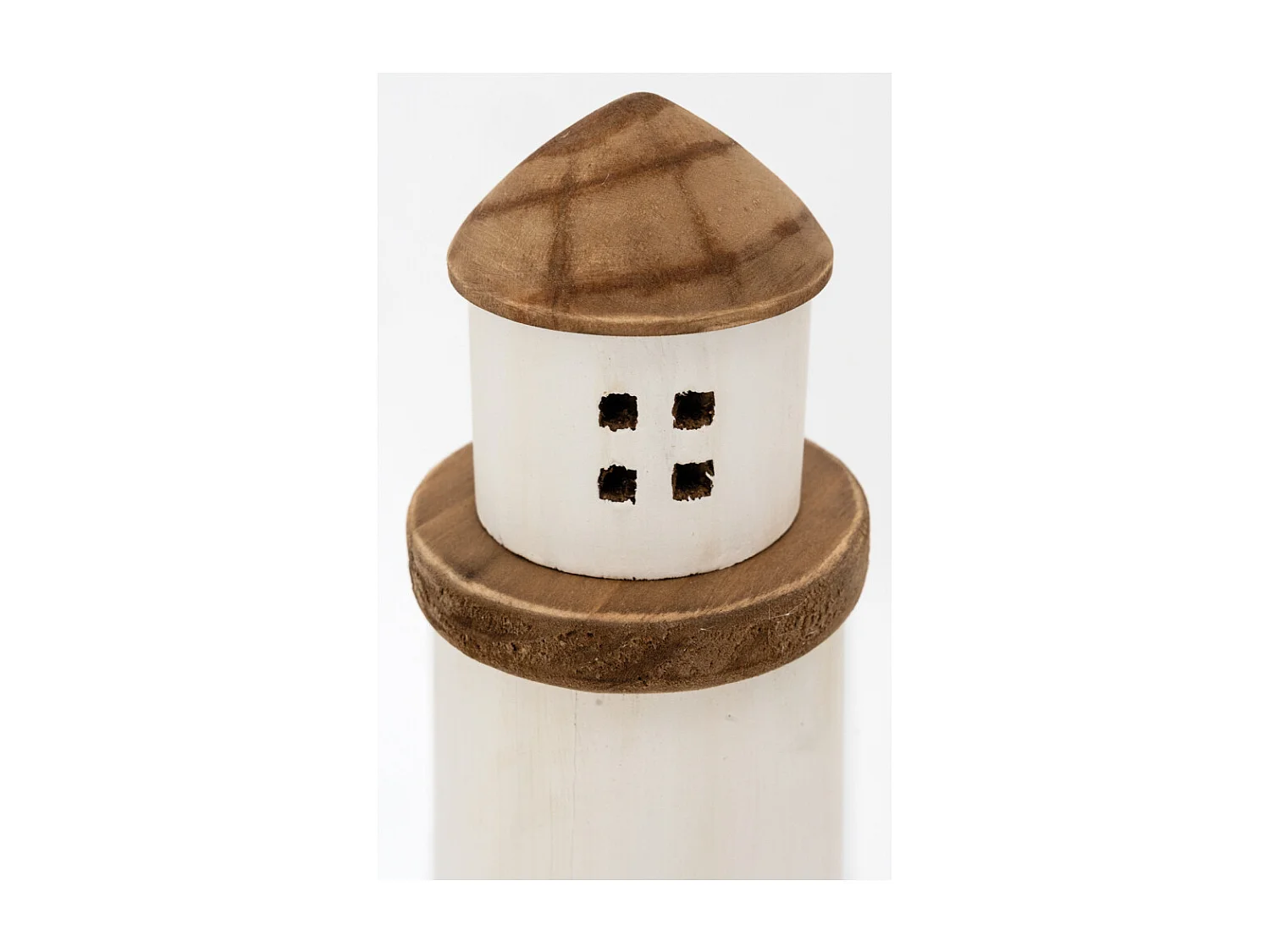 Phares en bois naturel et blanc (lot de 3)