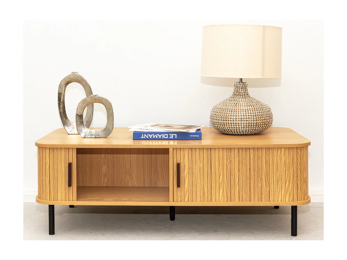 Ensemble table basse et meuble TV en bois et métal Kyoto