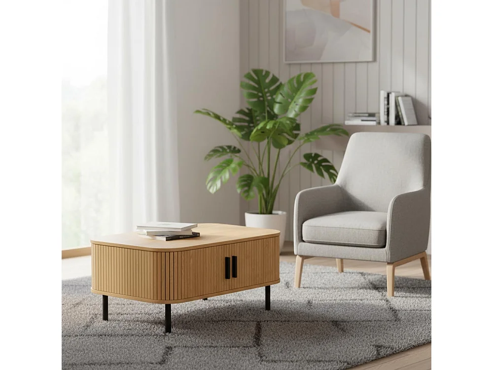 Ensemble table basse et meuble TV en bois et métal Kyoto