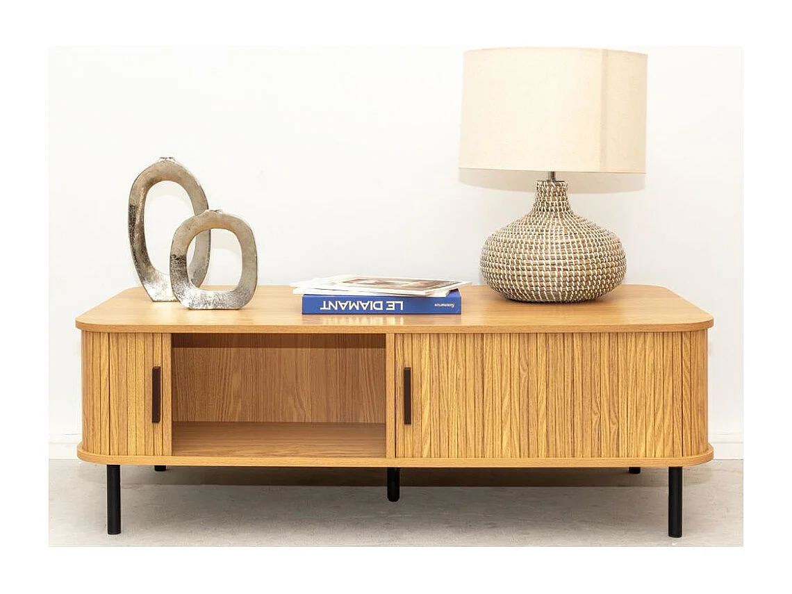 Ensemble table basse et meuble TV en bois et métal Kyoto