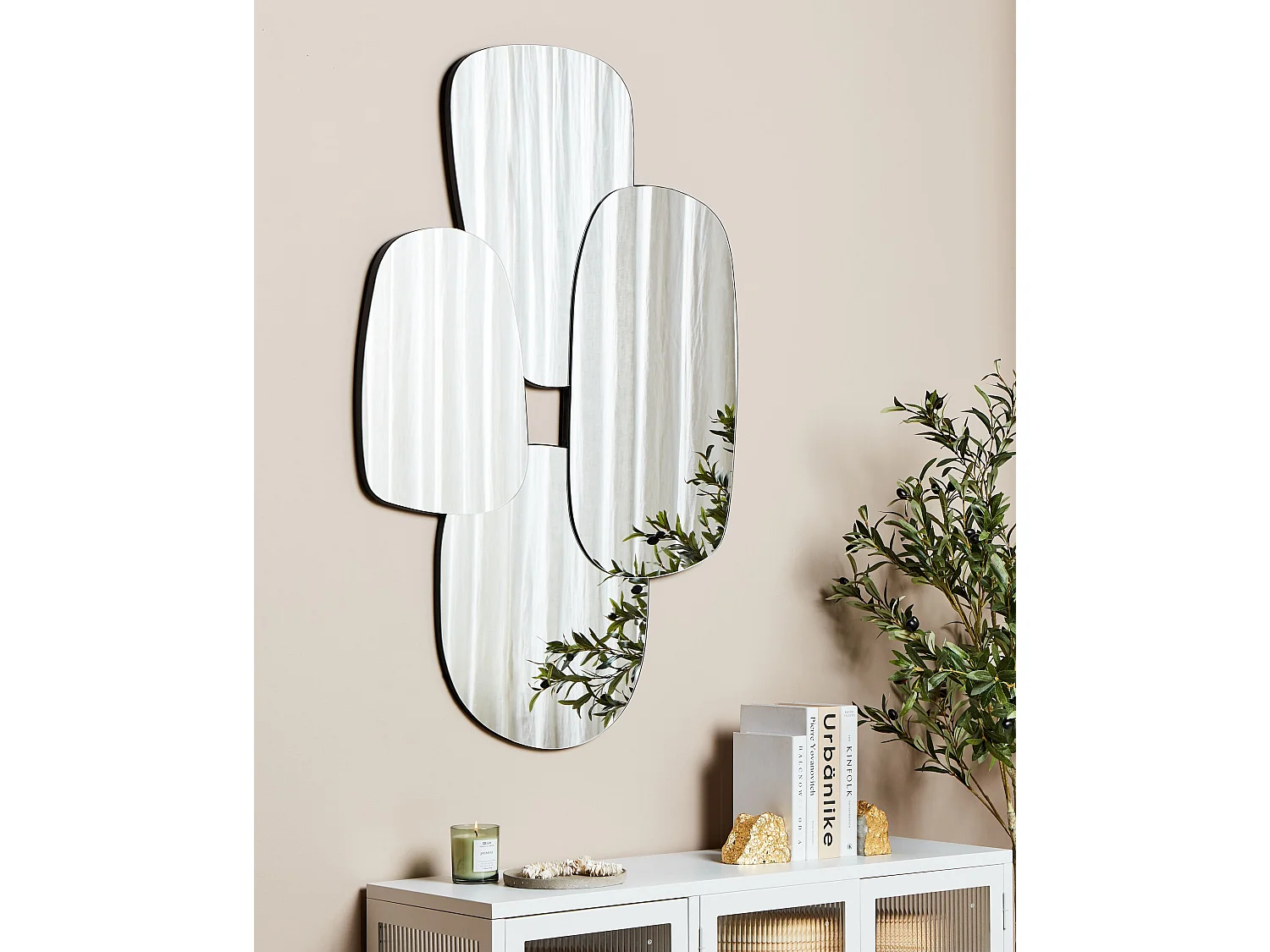 Rahmenloser Wandspiegel silber asymmetrisch 80x120 cm Deko Hängespiegel Vouzon