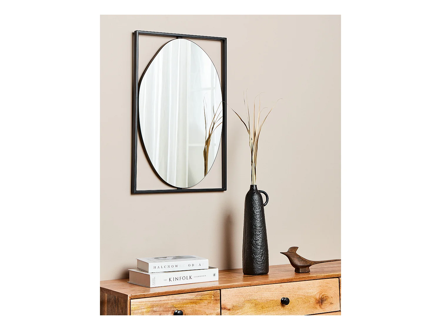 Wandspiegel NIBELLE 40 cm 60 cm Metaal Zwart