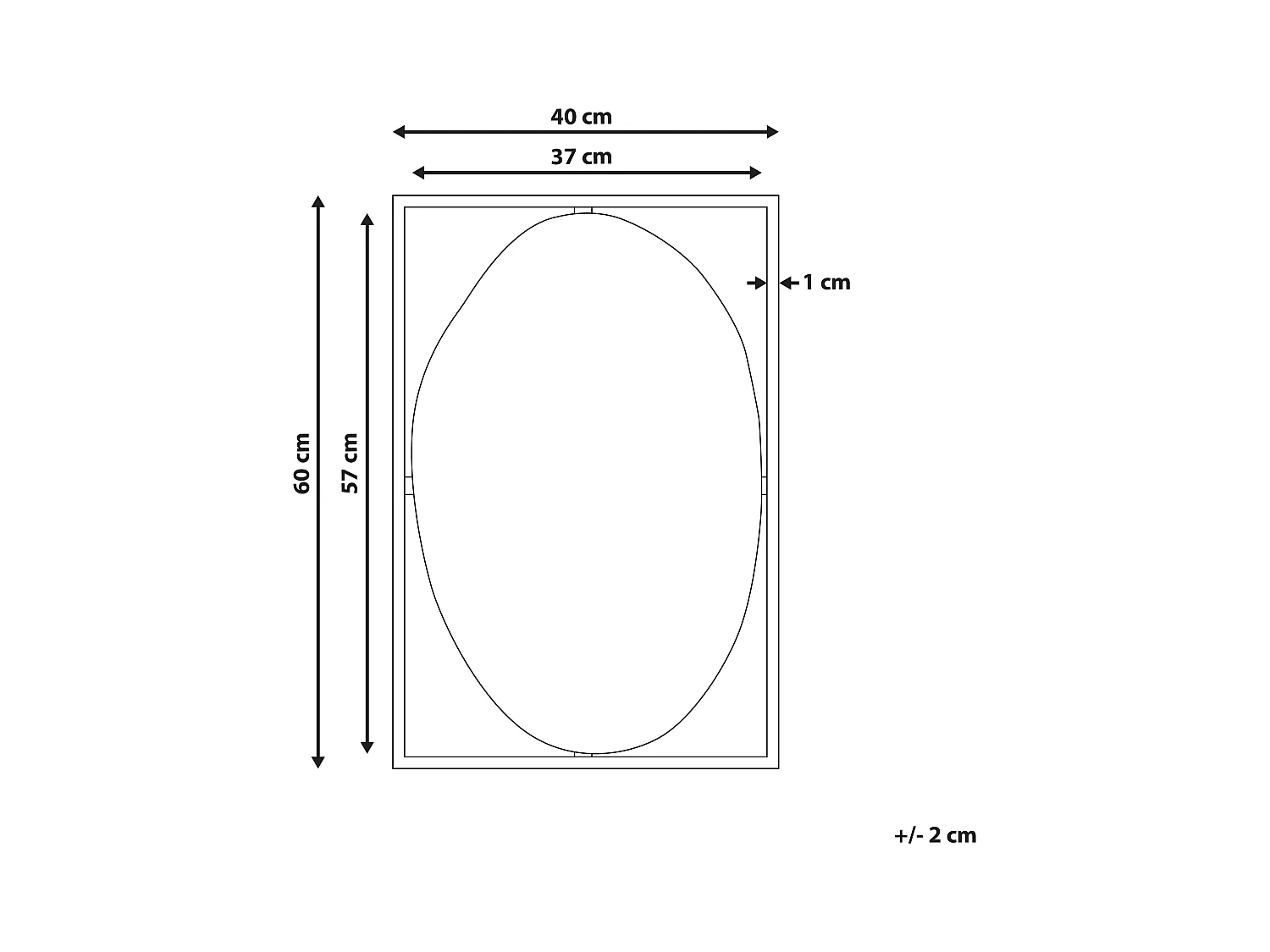 Wandspiegel NIBELLE 40 cm 60 cm Metaal Zwart