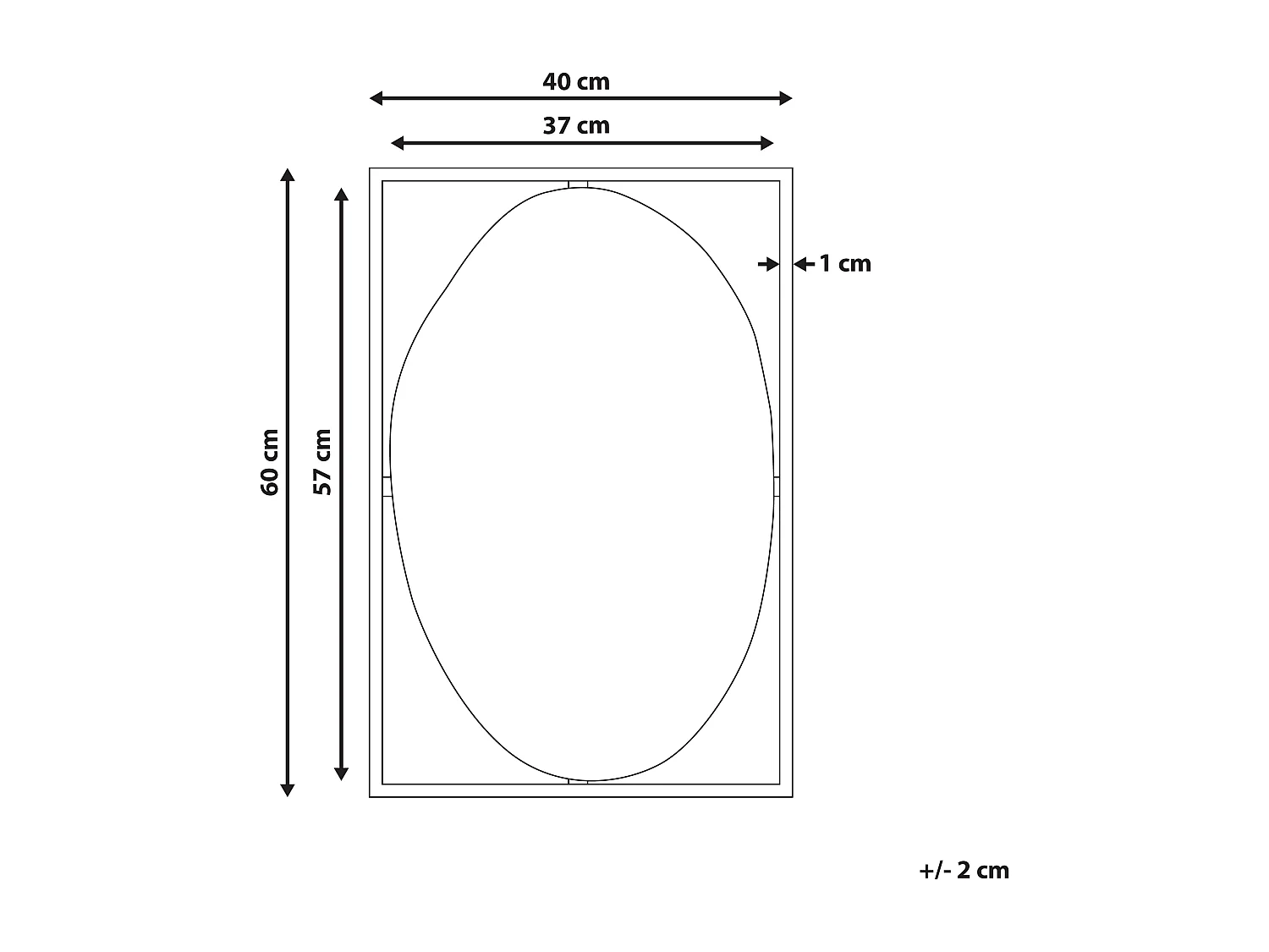 Miroir NIBELLE 40 cm 60 cm Métal Noir