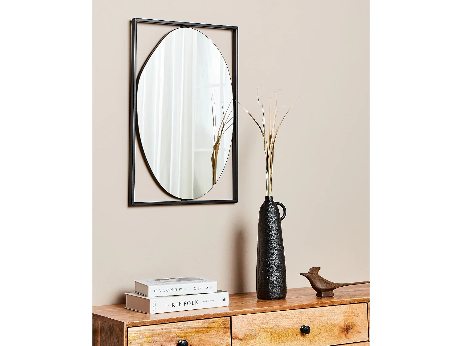 Wandspiegel NIBELLE 40 cm 60 cm Metaal Zwart