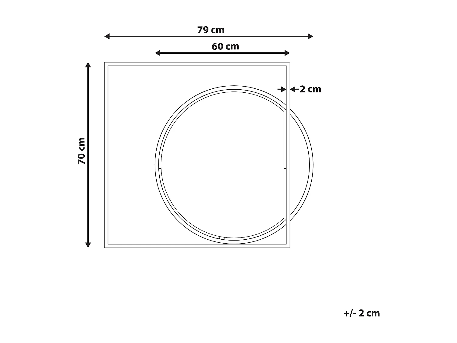 Miroir AUXY 79 cm 70 cm Métal Noir