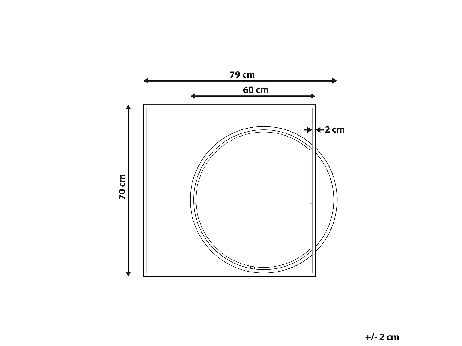 Miroir AUXY 79 cm 70 cm Métal Noir