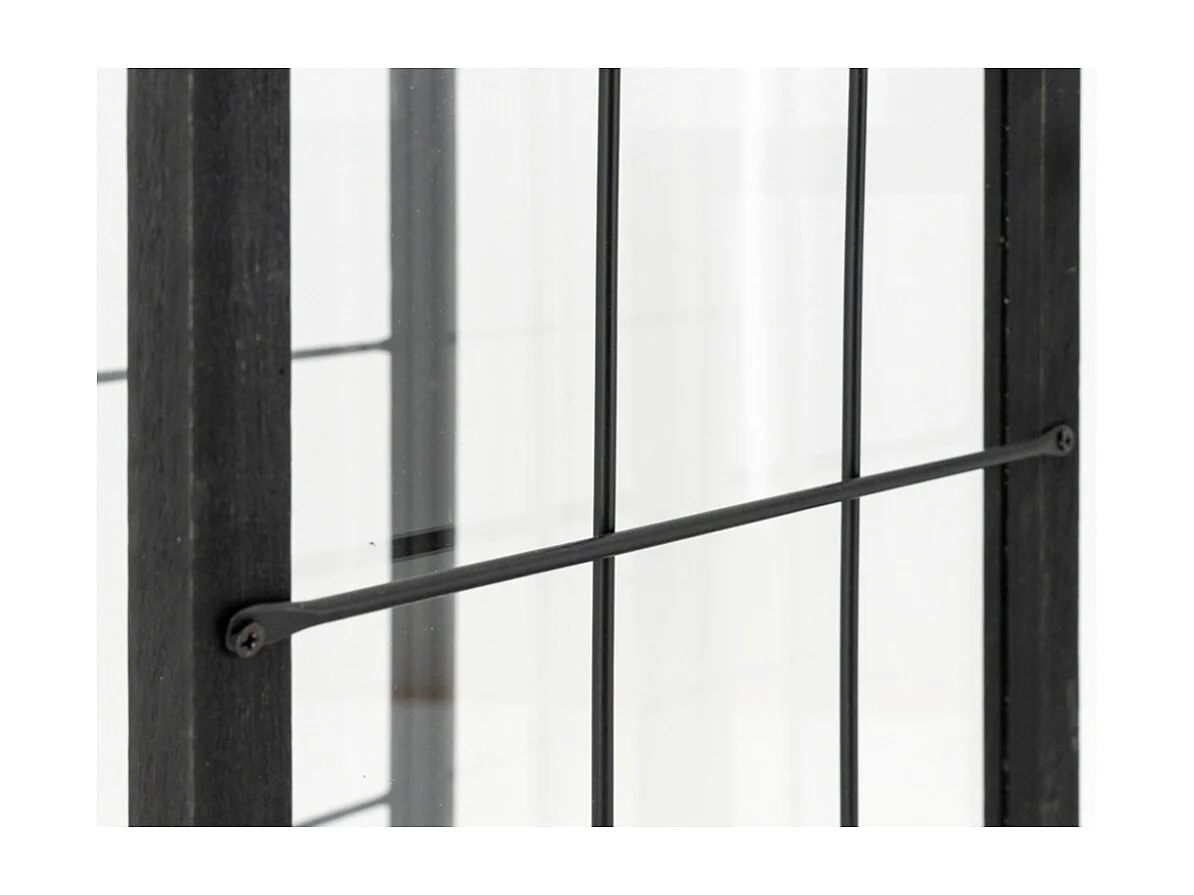 Lanterne en pin et métal noires (Lot de 2)