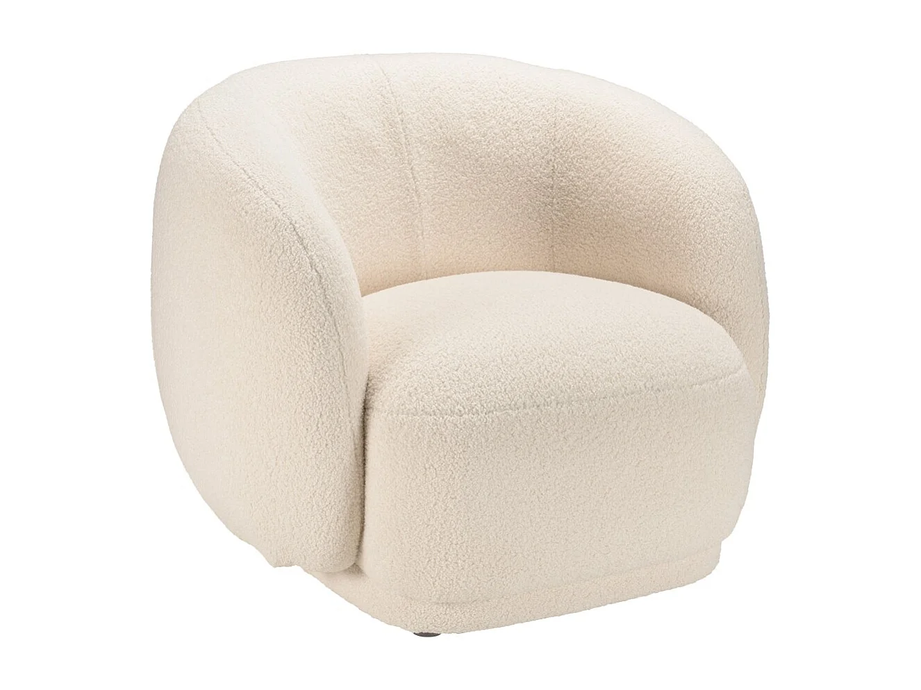 LEOPOLD - Fauteuil arrondi en tissu bouclette blanc