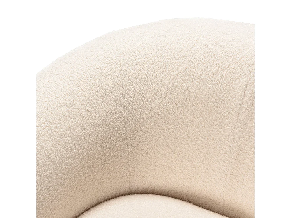 LEOPOLD - Fauteuil arrondi en tissu bouclette blanc