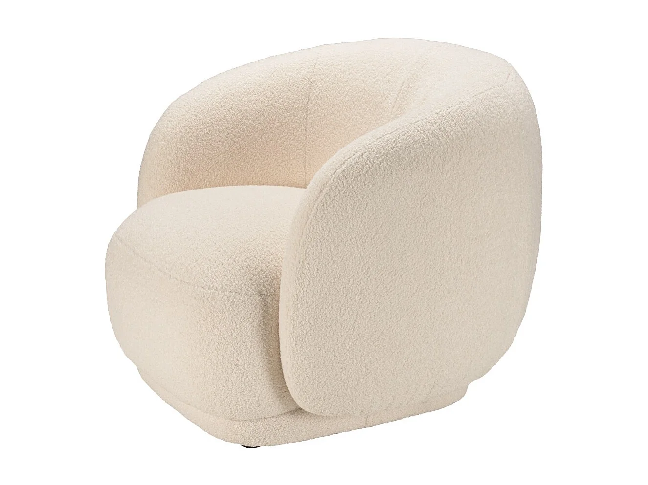 LEOPOLD - Fauteuil arrondi en tissu bouclette blanc