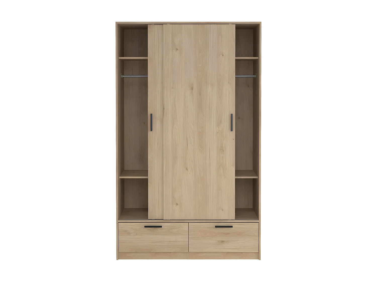 Line armoire de rangement 2 portes 2 tiroirs noyer décor.