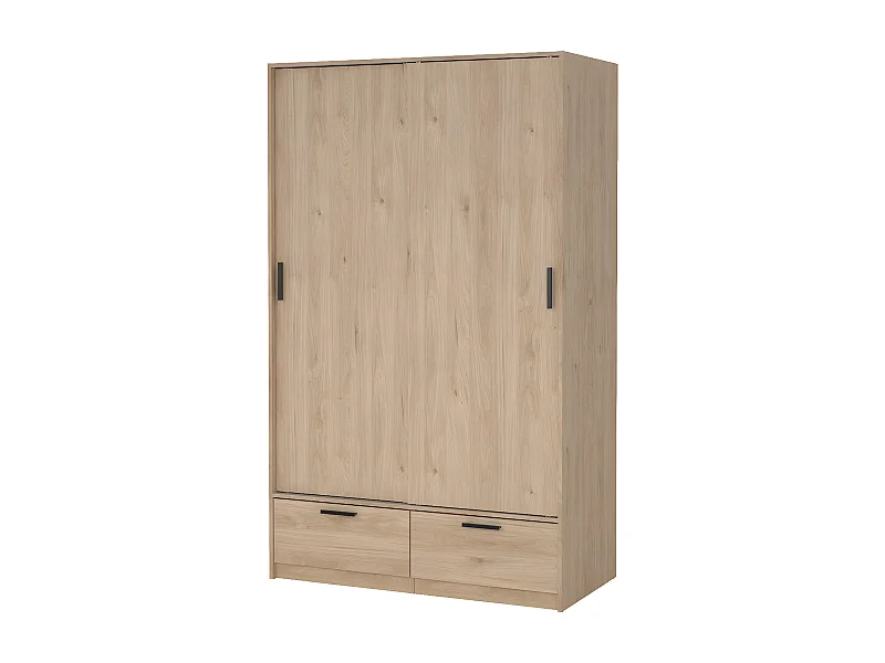 Line Kleiderschrank 2 Türen 2 Schubladen Nussbaum dekor.