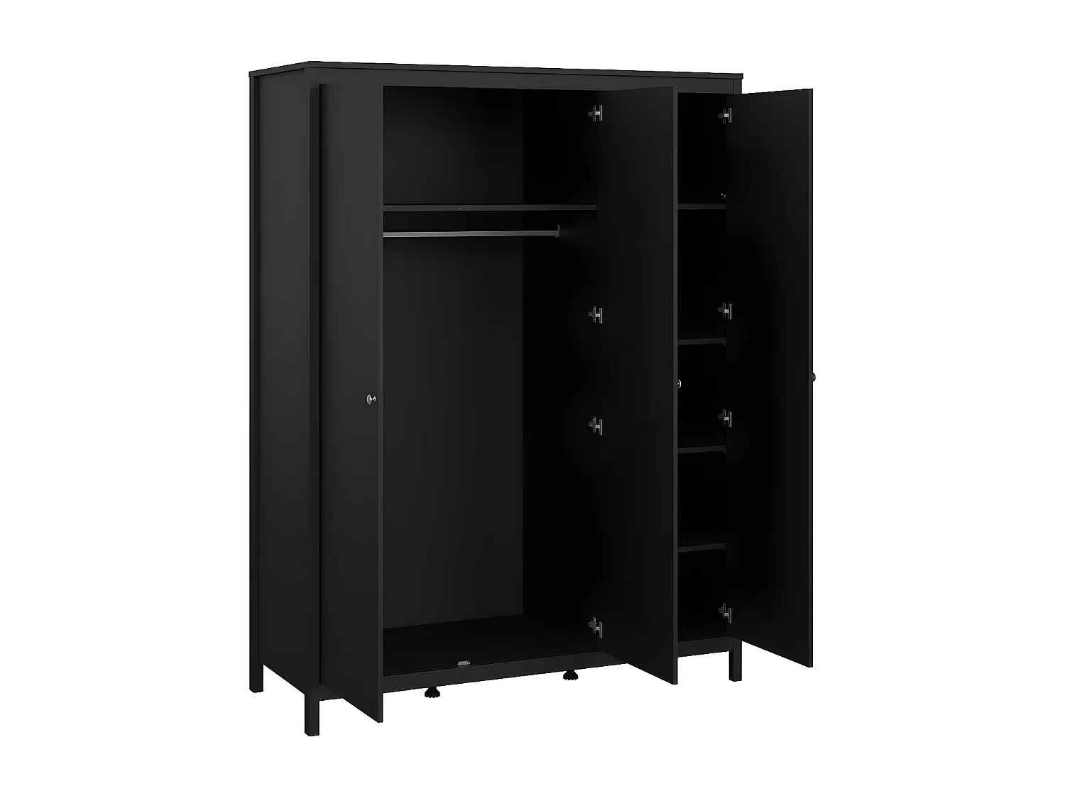 Madrid Kleiderschrank 3 Türen schwarz matt.