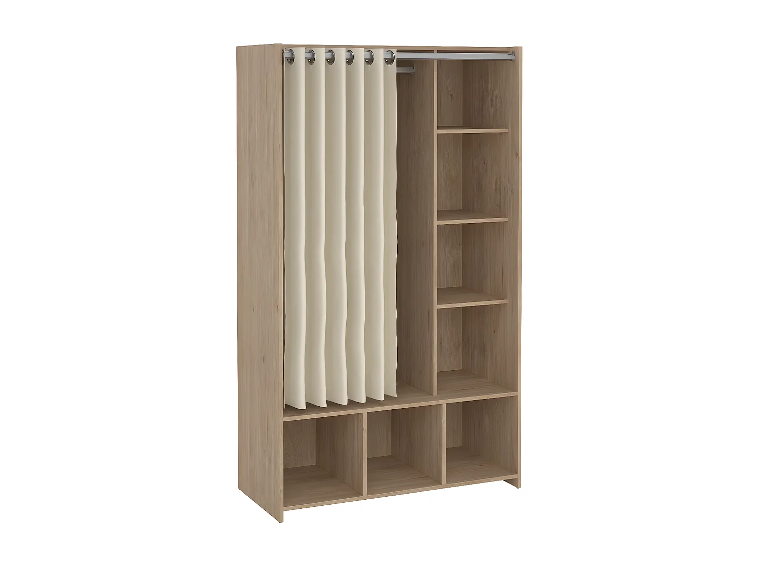 Kit Kleiderschrank mit Vorhang Nussbaum dekor beige.