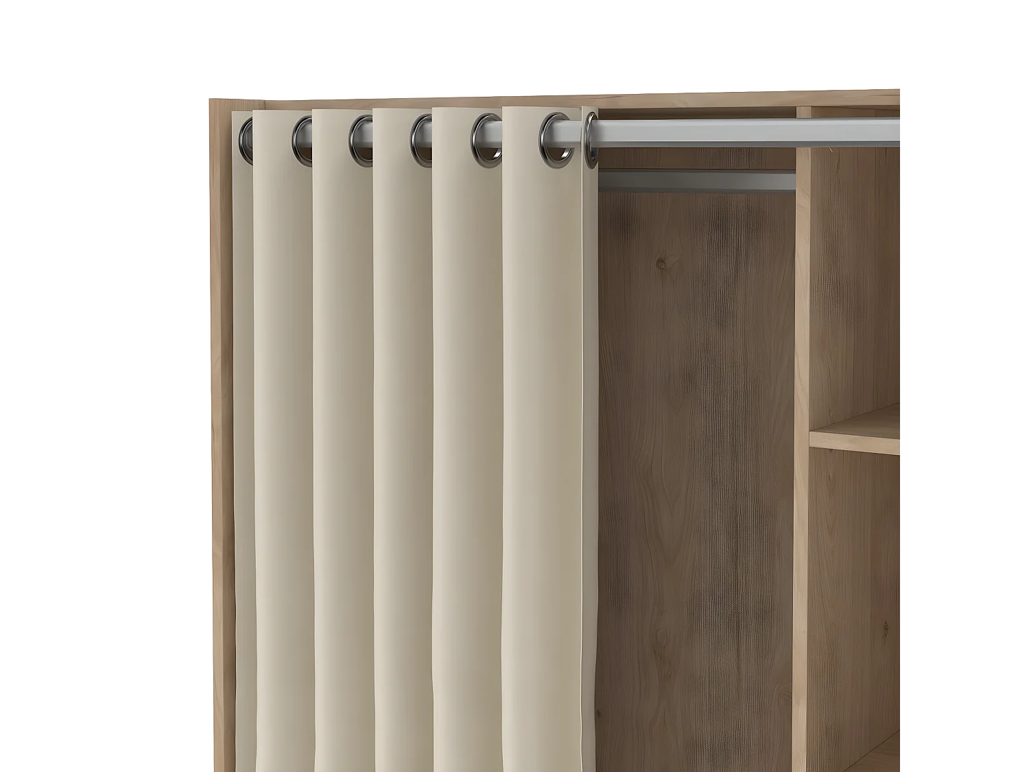 Kit Kleiderschrank mit Vorhang Nussbaum dekor beige.