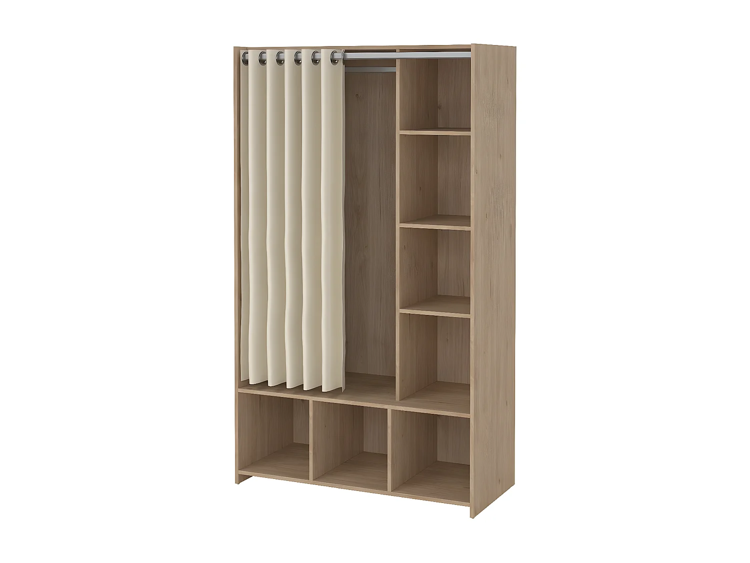 Kit Kleiderschrank mit Vorhang Nussbaum dekor beige.