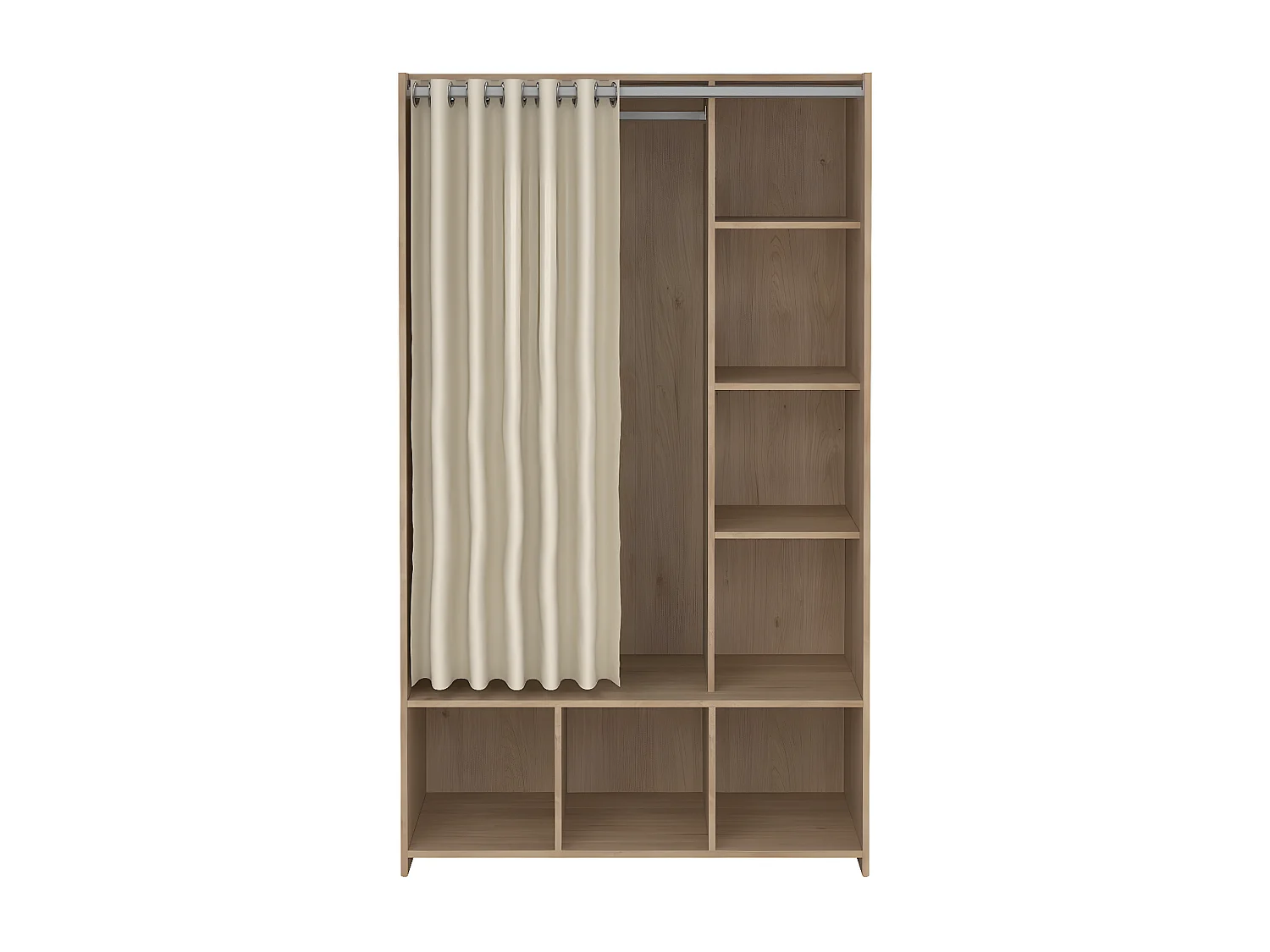 Kit Kleiderschrank mit Vorhang Nussbaum dekor beige.