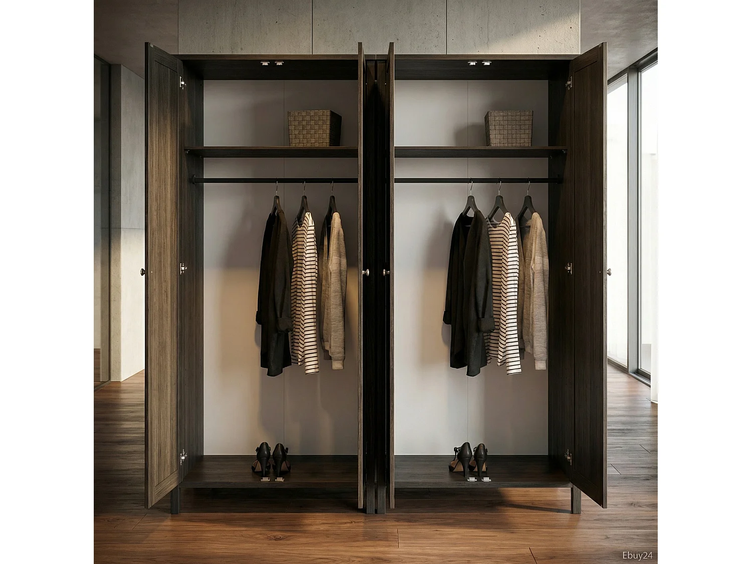 Tromsø armoire de rangement 4 portes couleur café.