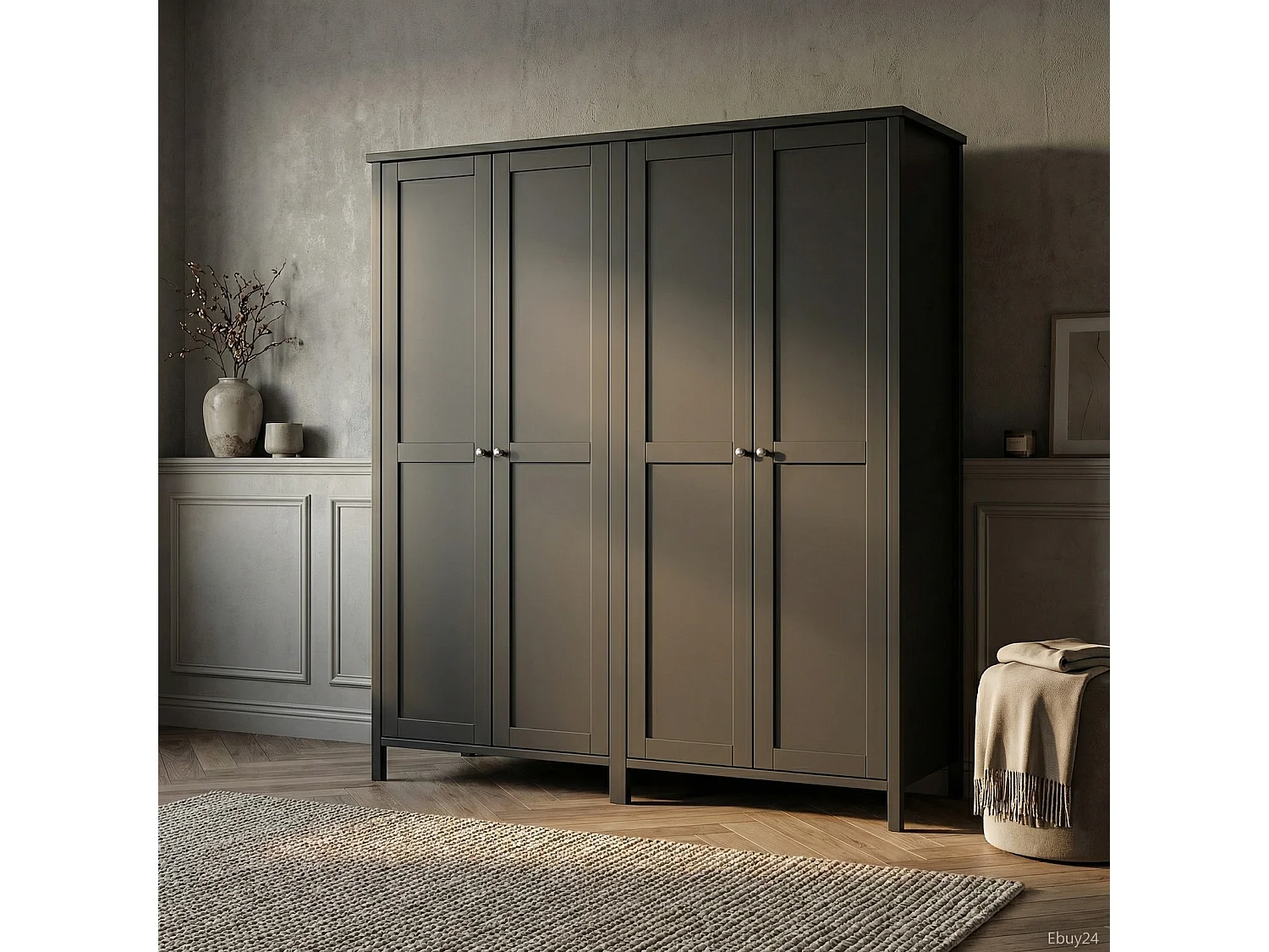 Tromsø armoire de rangement 4 portes couleur café.