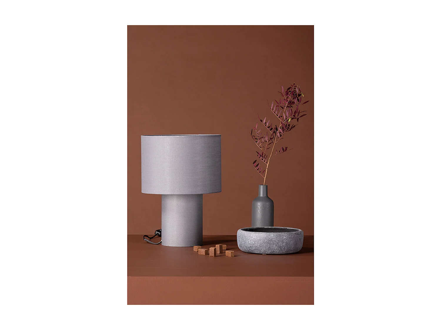 Lampe à Poser Déco "Etenio" 33cm Gris Clair