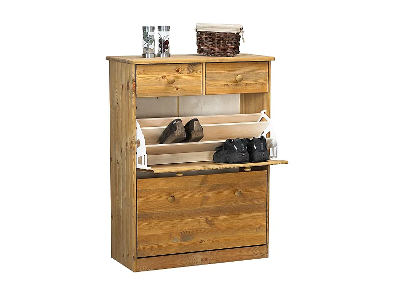 Nelly Schuhschrank 2 Klaptüren 2 Schubladen Kiefer gebeitzt.