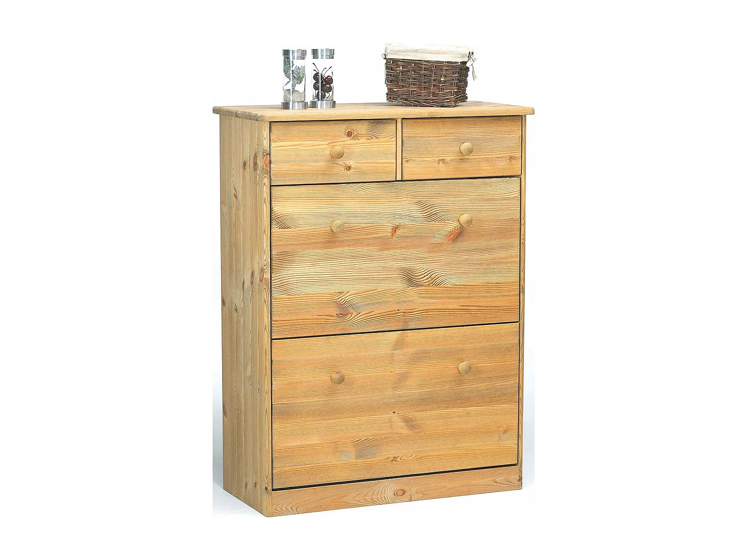 Nelly meuble à chaussures 2 claquement de portes 2 tiroirs pin teinté.