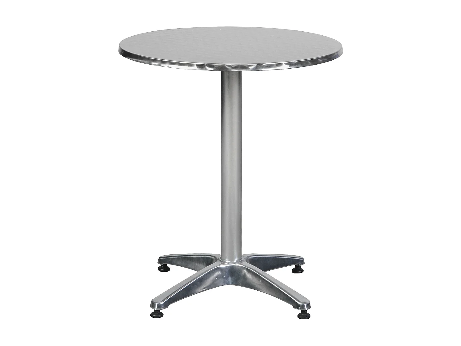 Akur Bistro und Balkonmöbel Cafetisch, Ø60 cm höhenverstellbar, Aluminium Look.
