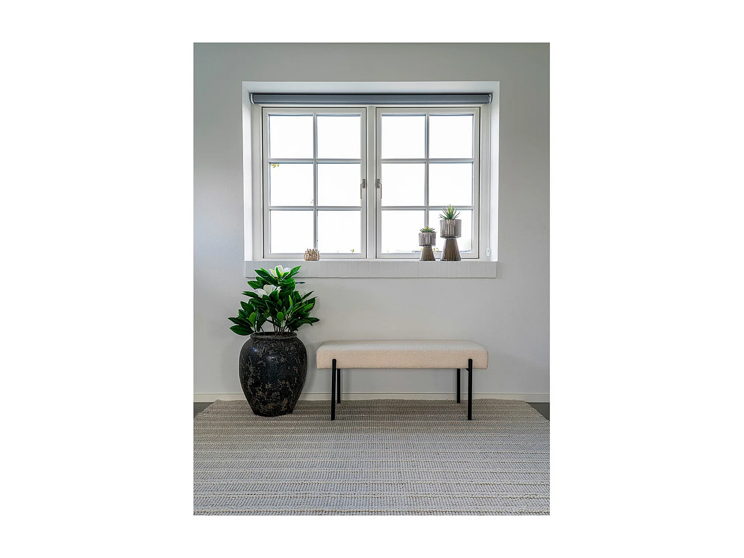 Dehli vloerkleed handgeweven 160x230cm offwhite.