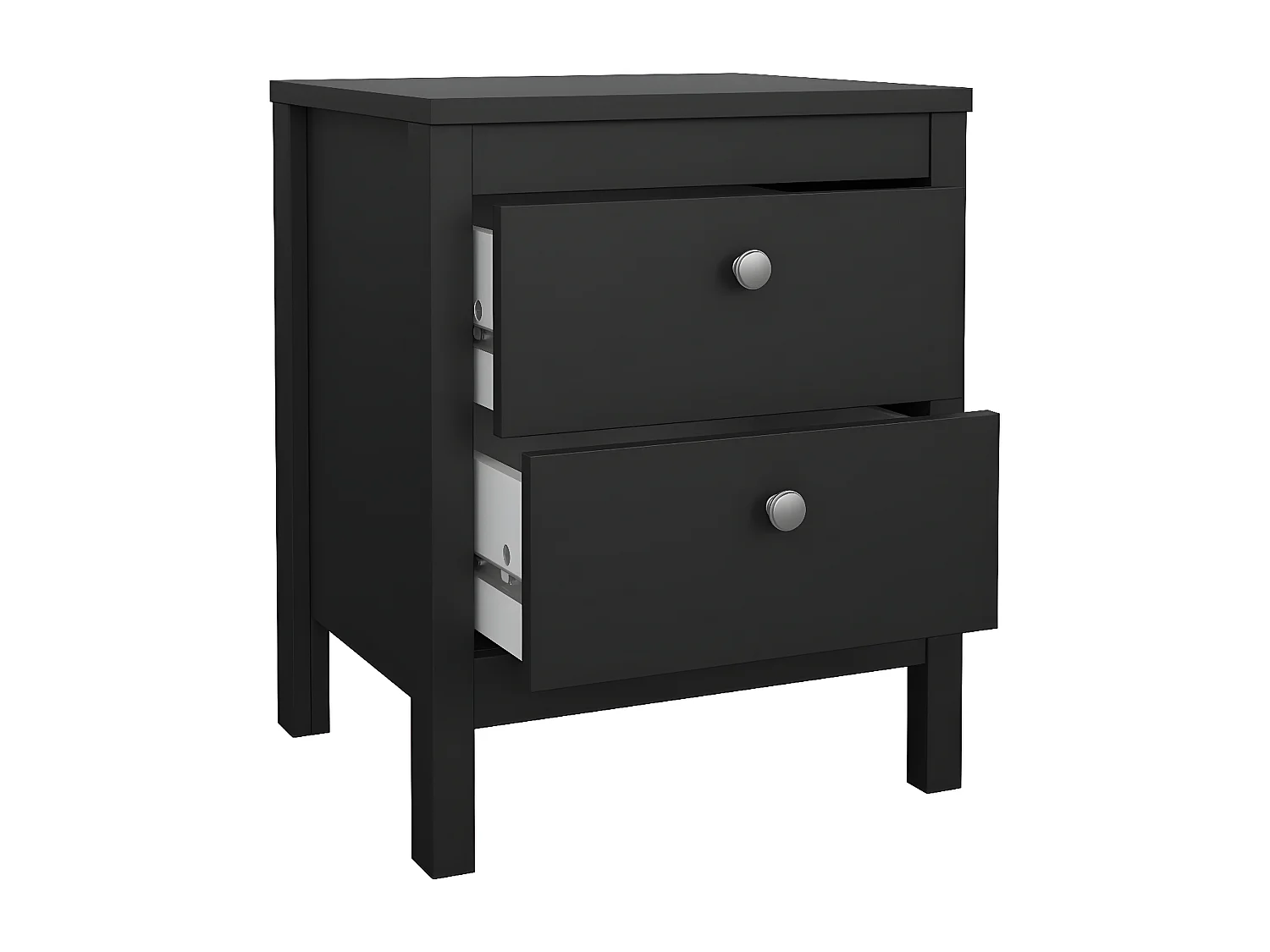Comodino Madrid 2 cassetti nero opaco.