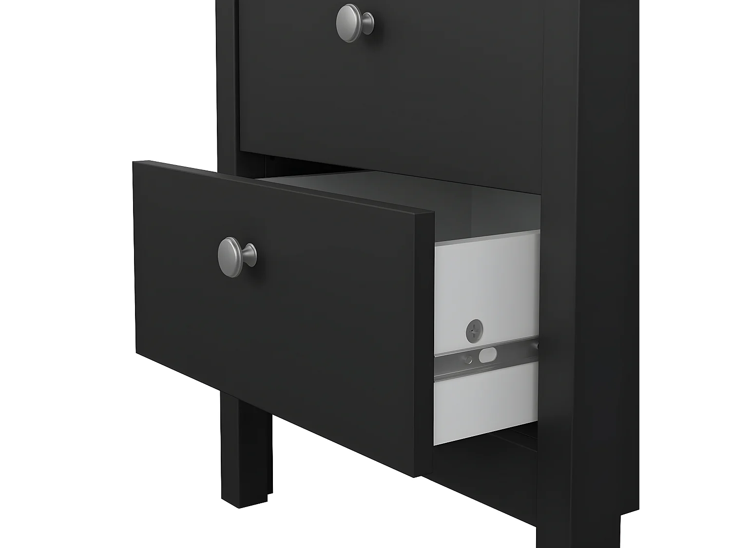 Comodino Madrid 2 cassetti nero opaco.