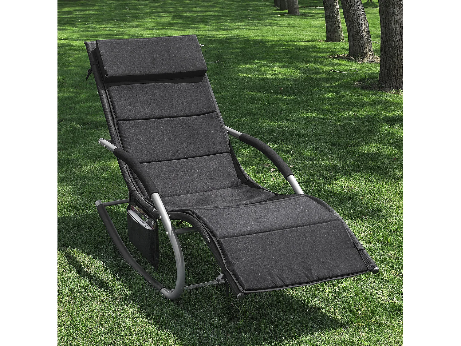 SoBuy OGS28-P02 Coussin Forme Ergonomique Surmatelas rembourré avec l'appui-tête pour Fauteuil à Bascule Jardin - Noir