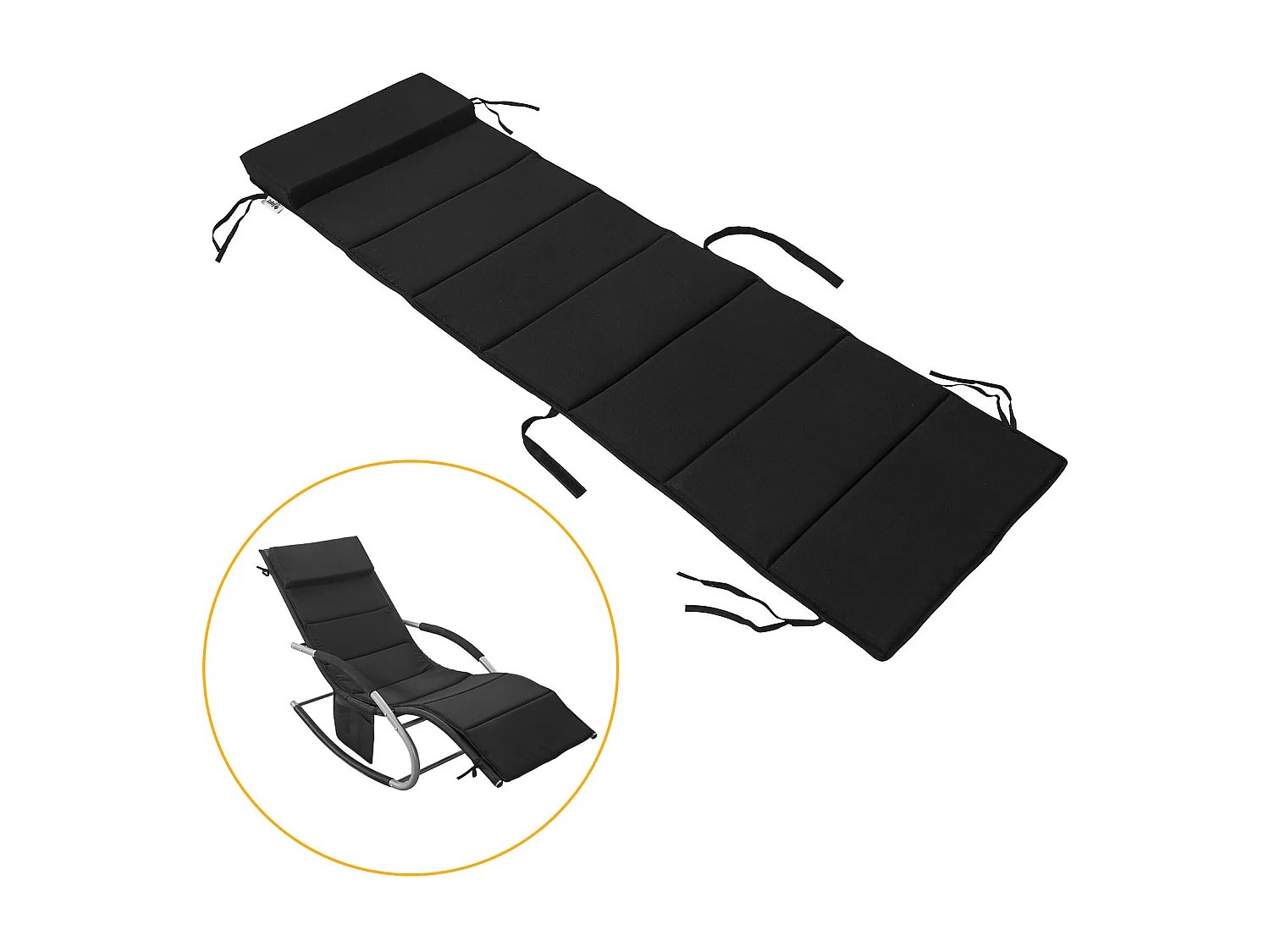SoBuy OGS28-P02 Coussin Forme Ergonomique Surmatelas rembourré avec l'appui-tête pour Fauteuil à Bascule Jardin - Noir