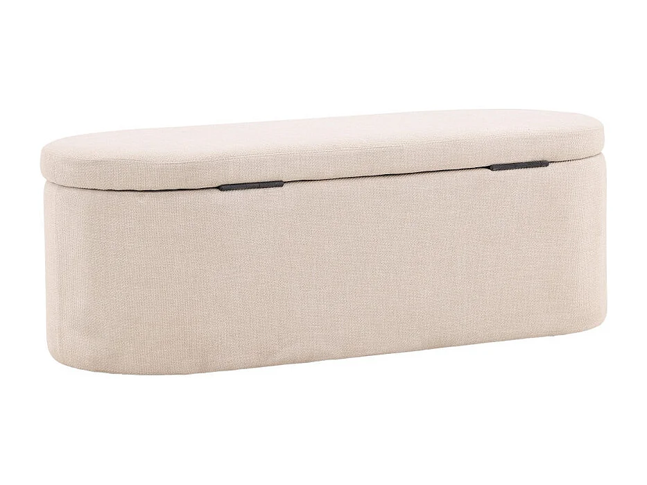 Pouf Avec Coffre "Potenza" 130cm Blanc Cassé